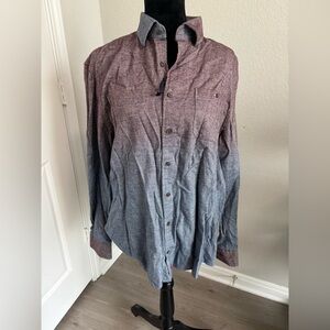 Johnnie-O Hangin' Out Roscoe flannel shirt‎ in an ombré blue and plum Sz Large